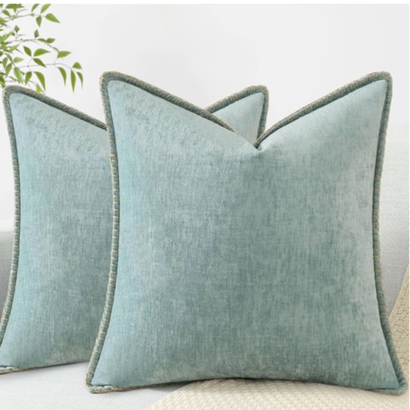 decorUhome Chenille Soft Throw Pillow Covers  Set of 2, Farmhouse Velvet - Picture 1 of 4